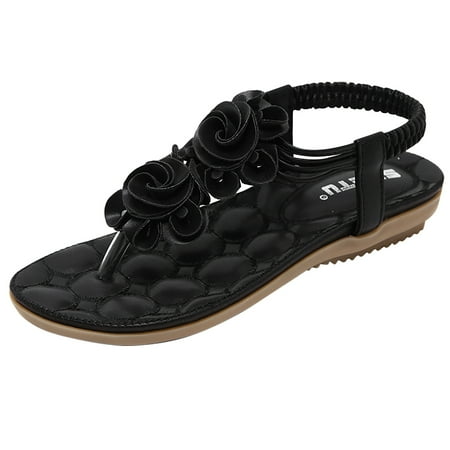 

ZAROYEAX Women Flip Flop Thong Flat Summer T-strap Bohemian Style Beach Shoes Sandals