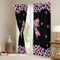 thumbnail image 3 of Castle Fairy Teens Black Pink Bow-Tie Black Out Curtains,Animal Leopard Cheetah Print Curtains Pack of 2 (42x63 Each),Old Fashion Dreamy Princess Bedroom Curtains,Microfiber Bedroom Decor, 3 of 6