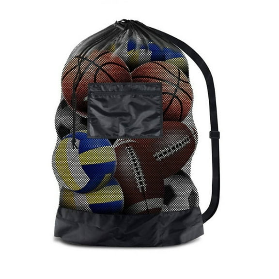 CCOCC Basketball Bag,Large Capacity Design Drawstring Storage Bag,Mesh Material Sports Ball Bag,Black