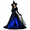 Blue, variant on AoDai Halloween witch costume, Gothic style long-sleeved witch dress, ghost castle printed long dress, suitable for Halloween party role-playing