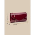 thumbnail image 5 of Women's Burgundy Patent Leather Look Clutch Purse Envelope Handbag Elegant Evening Bag for Party Events, 5 of 8