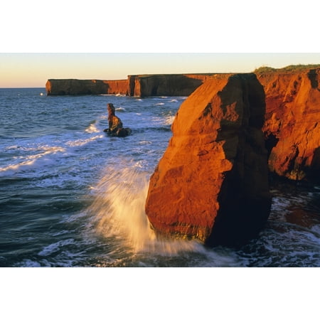 Pics Of Belle Sandstobe Cliffs La Belle Anse Magdalen Islands Quebec Canvas Art - John Sylvester Design Pics (34 x 22) ()