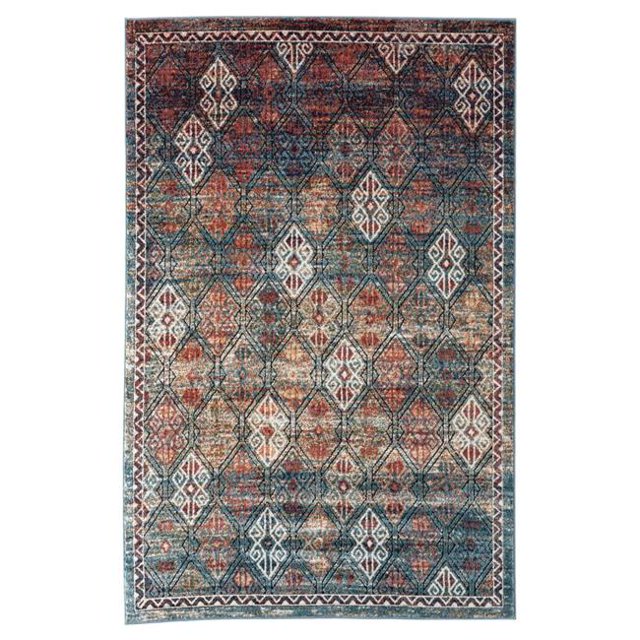 Amer Tapis XAV60406 4 x 6 Pi Xavier Tapis de Transition Multi-Pouvoirs&44; Turquoise & Bleu