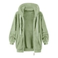 thumbnail image 4 of Omexry Winter Coats for Women, 2025 Fashion Winter Clearance Fashion Women's Warm Winter Zipper-Neck Casual Long Sleeve Hooded Coat Outwear Green S, 4 of 5
