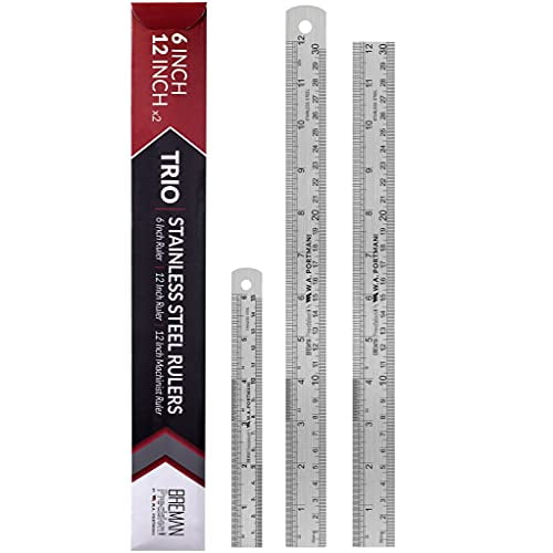 New 2pc 6" Double Sided Metal Steel Measuring Ruler SAE & METRIC Scale 1/2" Wide 
