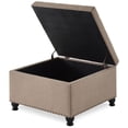 thumbnail image 4 of CQSXDA Large Square Storage Ottoman with Wooden Legs, Upholstered Button Tufted Coffee Table with Nail Trims, 4 of 9