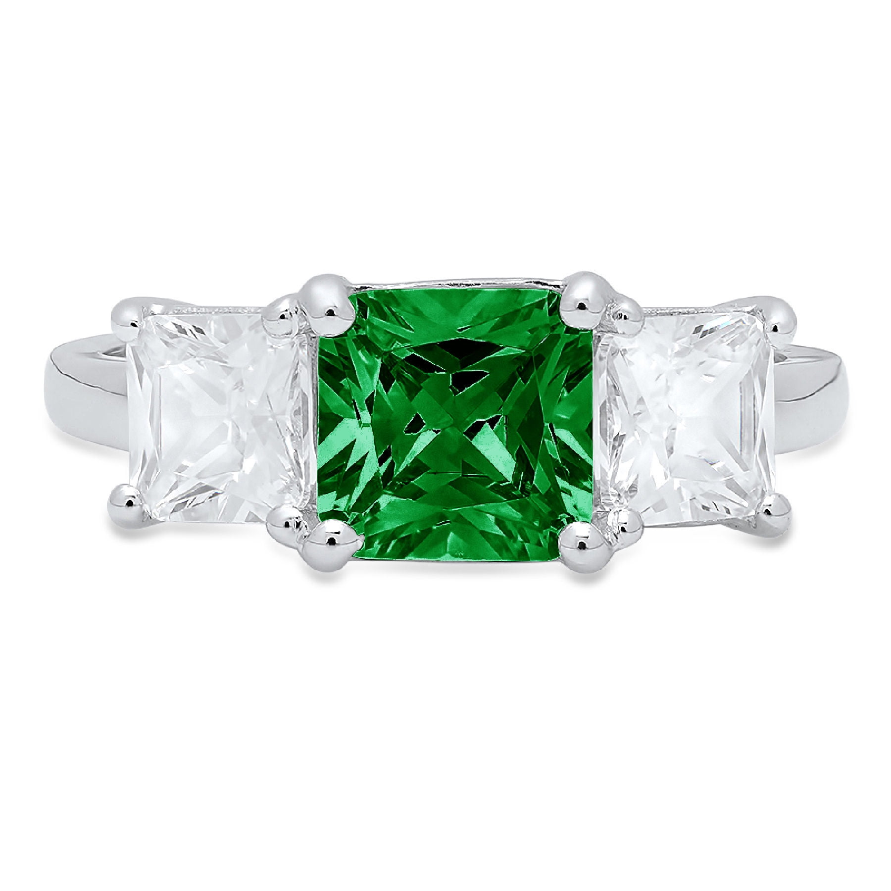 3 ct Emerald Ring Vintage Brilliant Top Russian CZ Moissanite Simulant Size 6 