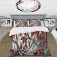 thumbnail image 2 of Designart "Tree with Leaves in Red and Grey VI" Floral Bedding Covert Set - Traditional Red Country Charm Bed Set With 2 Shams, 2 of 6