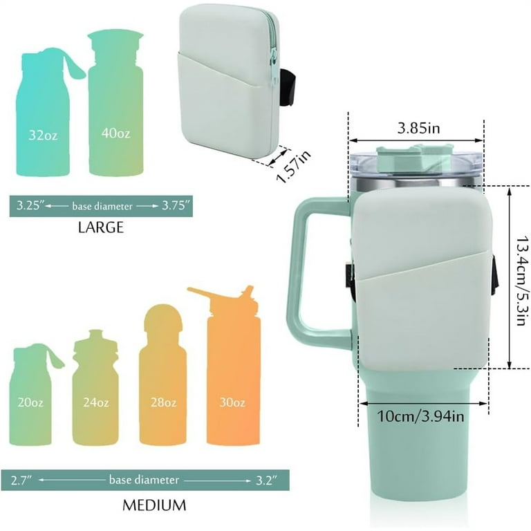 NOGIS Silicone Water Bottle Pouch for Stanley, Tumbler Pouch with Pocket,  Stanley Accessories for Stanley Cup Stanley Iceflow 40 oz 30 oz 20 oz, for  Phone, Cards, Keys, Wallet (Green) 