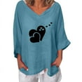 thumbnail image 2 of YUNAFFT Womens Tops Casual Loose Fashion Women's Fashion Printed T-shirt Cotton 3/4 Sleeves Blouse V Neck Casual Tops On Sale, 2 of 5