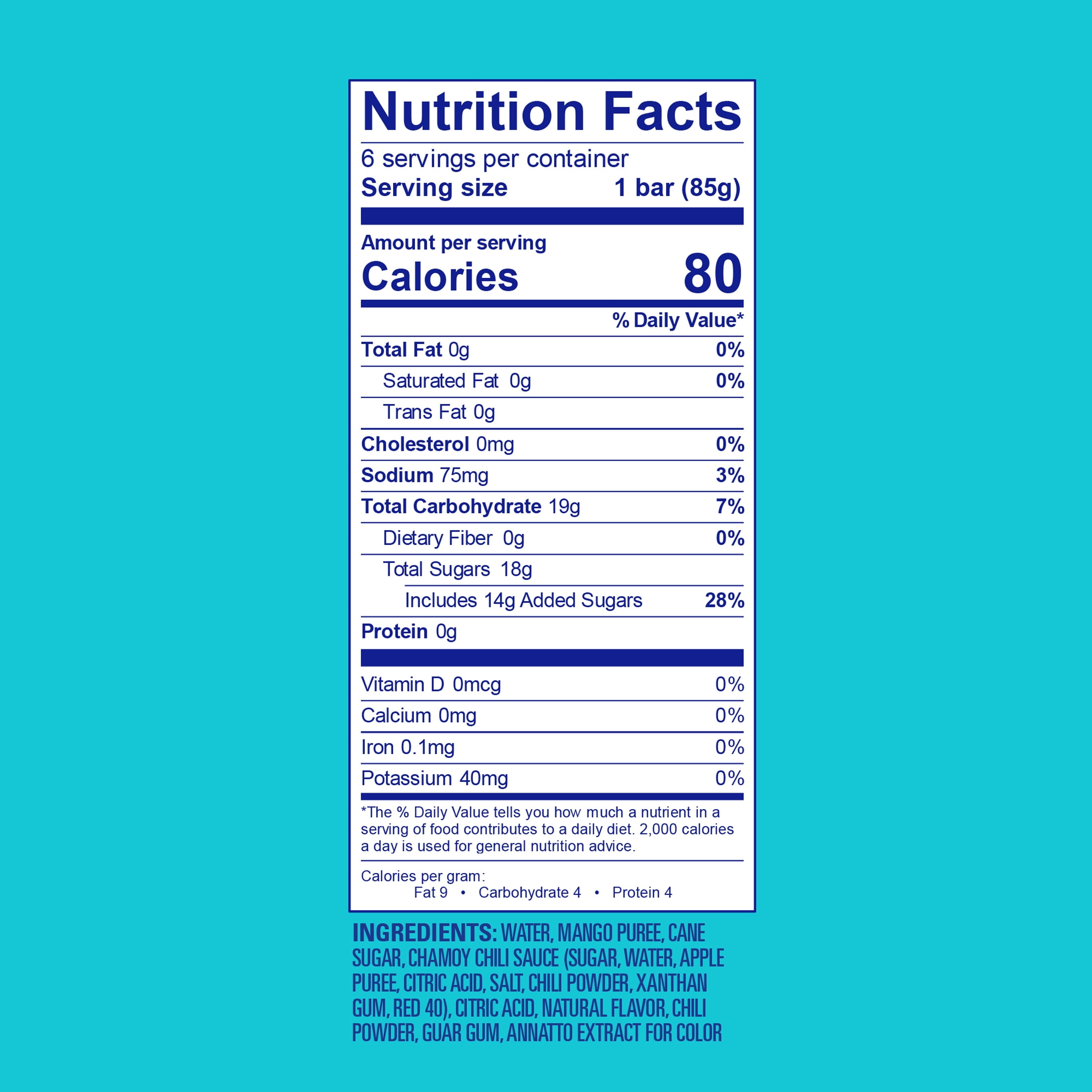 Helados Mexico Mangonada Fruit Bars, Frozen Non-Dairy Ice Pop, Gluten-Free, 16.5 oz, 6 Count