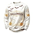 thumbnail image 3 of Havenx Halloween Shirts for Men Pumpkin Print Shirts Long Sleeve Crew Neck T-Shirt Fashion Funny Spooky Scary Lightweight Top,White 3XL, 3 of 5