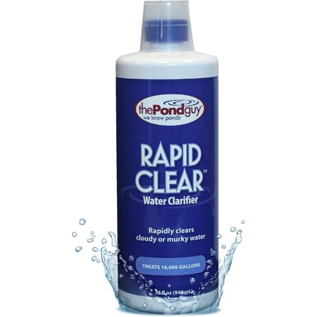 RapidClear Flocculant, Water Garden Clarifier , Clear Cloudy Outdoor Koi Fish s & , Plant & Animal Safe, 32 Ounces