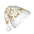 thumbnail image 2 of Haiem Cartoon Corgi Pattern Santa Hat Confortable Velvet Christmas Hat for Christmas Party Favors Fit for Adults and Kids, 2 of 6