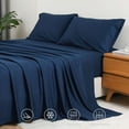 thumbnail image 3 of Twin XL Cooling Bed Sheets Set, Viscose Derived from Bamboo, Silky Soft,Navy, 3 of 8