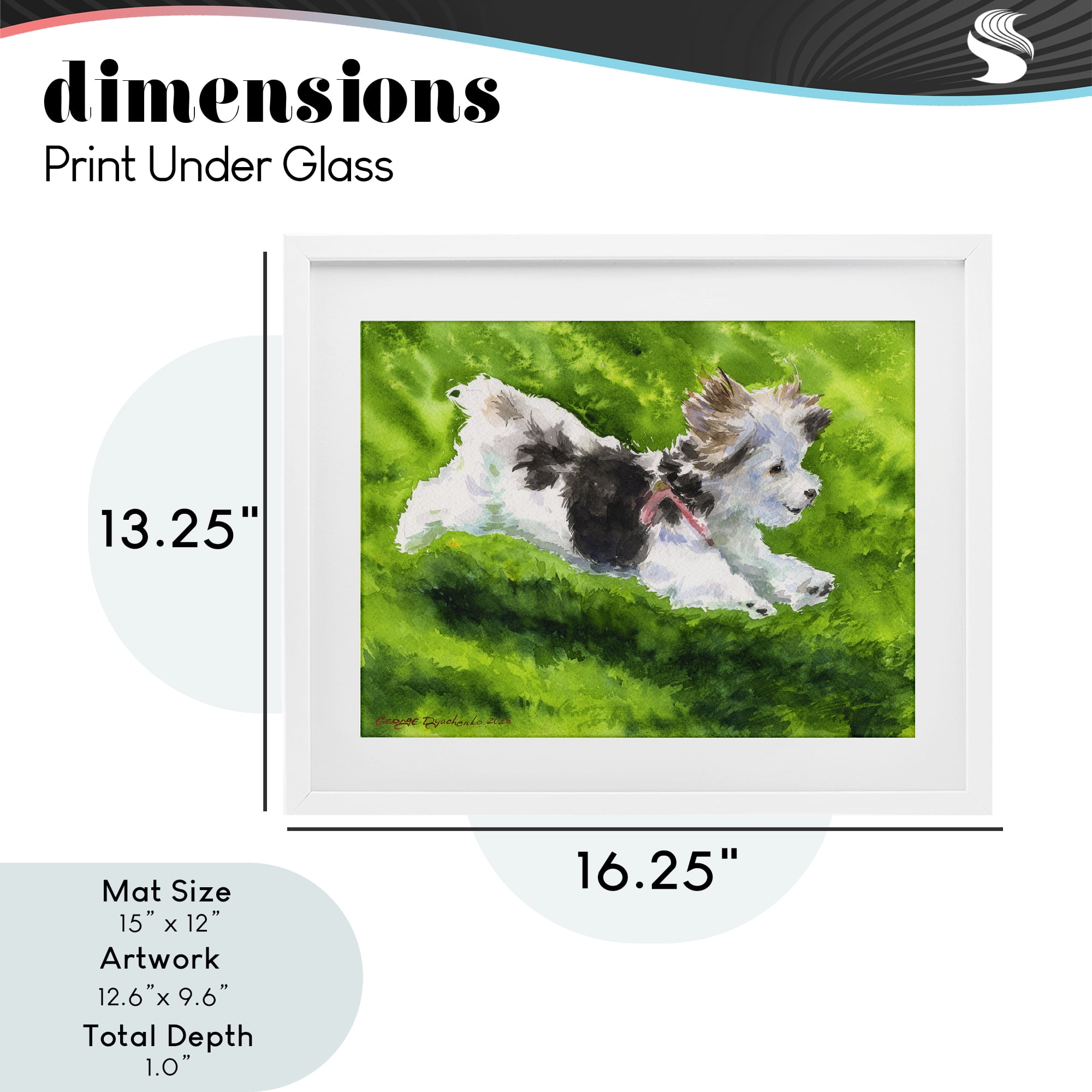 Stupell Industries Happy Maltipoo Running White Framed Print Under Glass, design by George Dyachenko