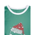 thumbnail image 3 of STARVNC Women Crew Neck Xmas Hat Wine Glass Print Long Sleeve Contrast Color Top, 3 of 5