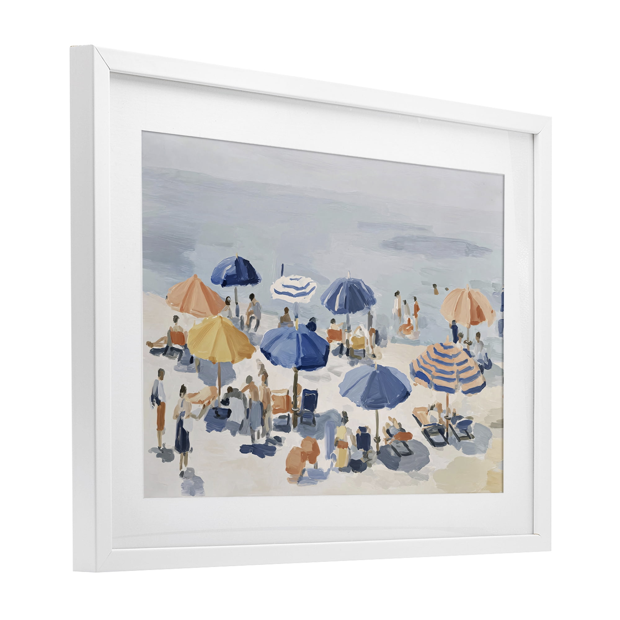 Stupell Industries Summer Fun Beach Crowd White Framed Print Under Glass, design by Jacky Ngan