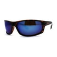 thumbnail image 1 of Color Mirror Polarized Mens True Classic Wrap Around Biker Style Sport Sunglasses Tortoise Blue Mirror, 1 of 4
