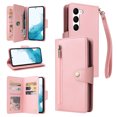 thumbnail image 1 of Feishell for Samsung Galaxy S23 Wallet Case with Wrist Strap,Premium PU Leather Zipper Pocket Magnetic Buckle Folio Flip ID Credit Card Slots Shockproof Kickstand Phone Case for Women Men,Rosegold, 1 of 15