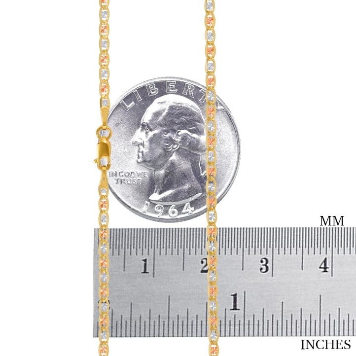 Nuragold 14k Real Yellow Rose White Gold Solid Valentina 2.3mm Anchor Link Chain Necklace (16"-24") Dainty Italian Jewelry for Men & Women
