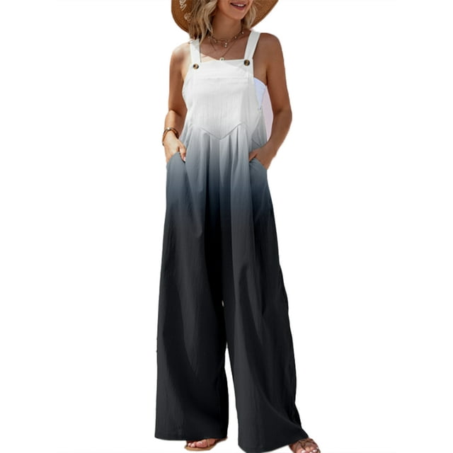 Lucakuins, mono largo de verano para mujer, Color sólido/teñido anudado/estampado de patrón, sin mangas, mono con tirantes finos, pantalones con tirantes informales Lucakuins moda