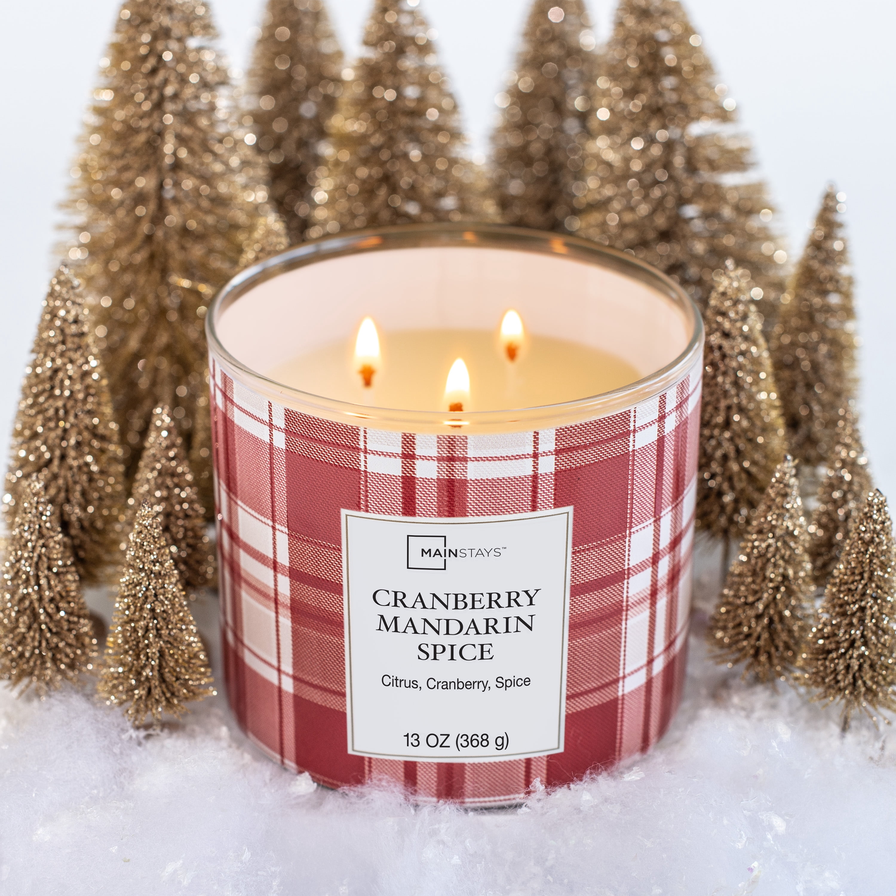 Mainstays Cranberry Mandarin Spice Scented 3-Wick Candle, 13 oz.