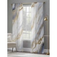 thumbnail image 4 of White Gold Marble Sheer Curtains 96 Inch Length 2 Panels Set, Abstract Blue Simple Geometric Voile Window Treatment Semi Sheer Long Curtains Drapes for Bedroom/Living Room/Kitchen 52"x96"x2, 4 of 7