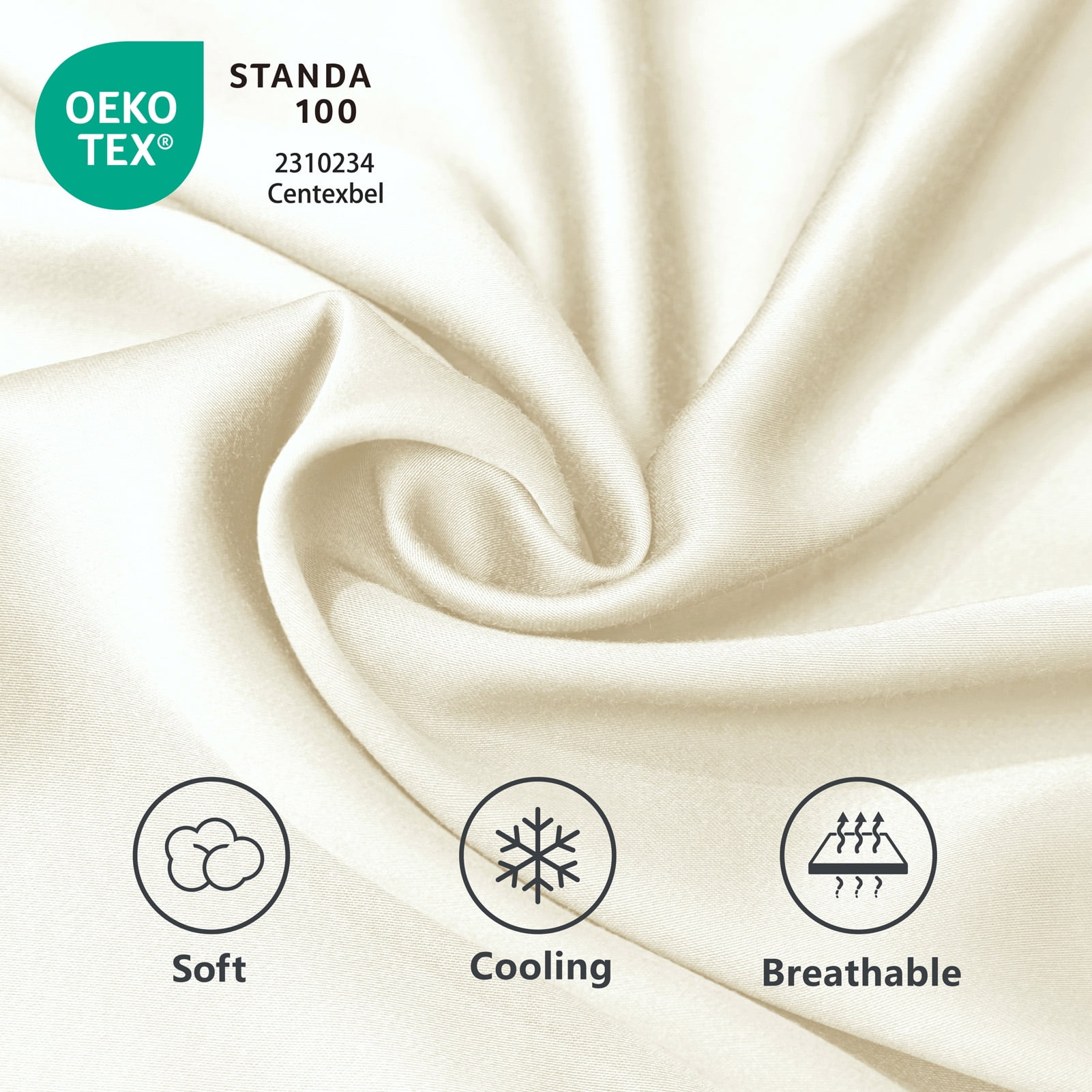 Lidoloka Luxury Bamboo Bed Sheets Set Queen 4 Pcs for Adult,Soft&Cool,16" Deep Pocket,Cream White