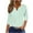 Mint Green, variant on Summer 2025 Eyelet 3/4 Sleeve Tops for Women Notch V Neck T Shirt Pullover Tee with Button Solid Color Blouse Summer Casual Tops
