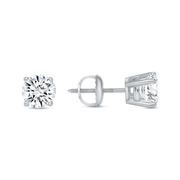 1 Ct Round Lab Created Grown Diamond Earrings 14K White Gold Plated F/VS Basket Screw Backs