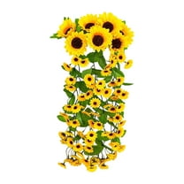 Bfogop Artificial Sunflower Wreath Yellow Flower Wreath Spring Summer Wreaths Teardrop Swag Floral Wreaths for All Season for Front Door Indoor Outdoor Wall Wedding Home Decor
