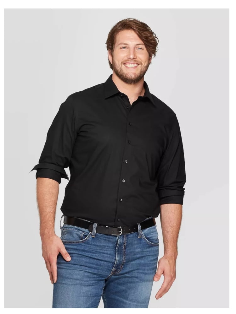 big and tall mens black dress shirt