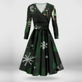 thumbnail image 7 of Christmas Dresses for Women Women's Casual And Fashionable Christmas Printed Long Sleeved V-neck Sexy Dress with Pockets for Holiday Party,Dark Green,XL, 7 of 7