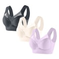 thumbnail image 1 of Puntoco Sujetadores cómodos para mujer Ropa interior de encaje sin tirantes para mujer con colección de lados finos y sujetador diario de 3 piezas, 1 of 3