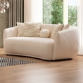 thumbnail image 4 of Lemon Japandi Style Luxury Modern Boucle Velvet Curvy Ivory Medium Couch, 4 of 6