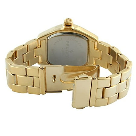 Peugeot Women's 14K Gold Plated Tank Roman Numeral Dress Bracelet Watch 7069G