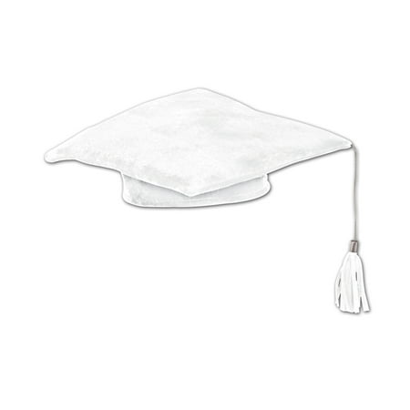 White Deluxe Plush Graduate Graduation Cap Hat Costume Accessory Child
