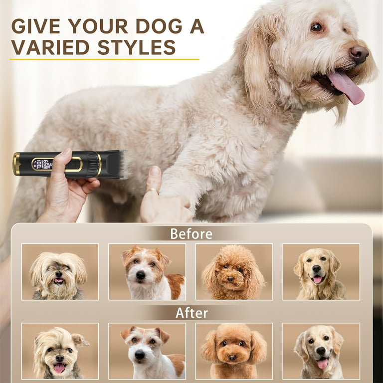 Cshidworld Dog Grooming Kit, Rechargeable Cordless Pet Hair