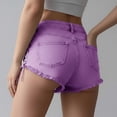 thumbnail image 4 of Women's Mid Rise Ripped Stretchy Jeans Shorts Womens High Waisted Stretch Summer Shorts for Women Trendy 2026 Outfits Casual Frayed Denim Shorts Migroa Purple L, 4 of 4