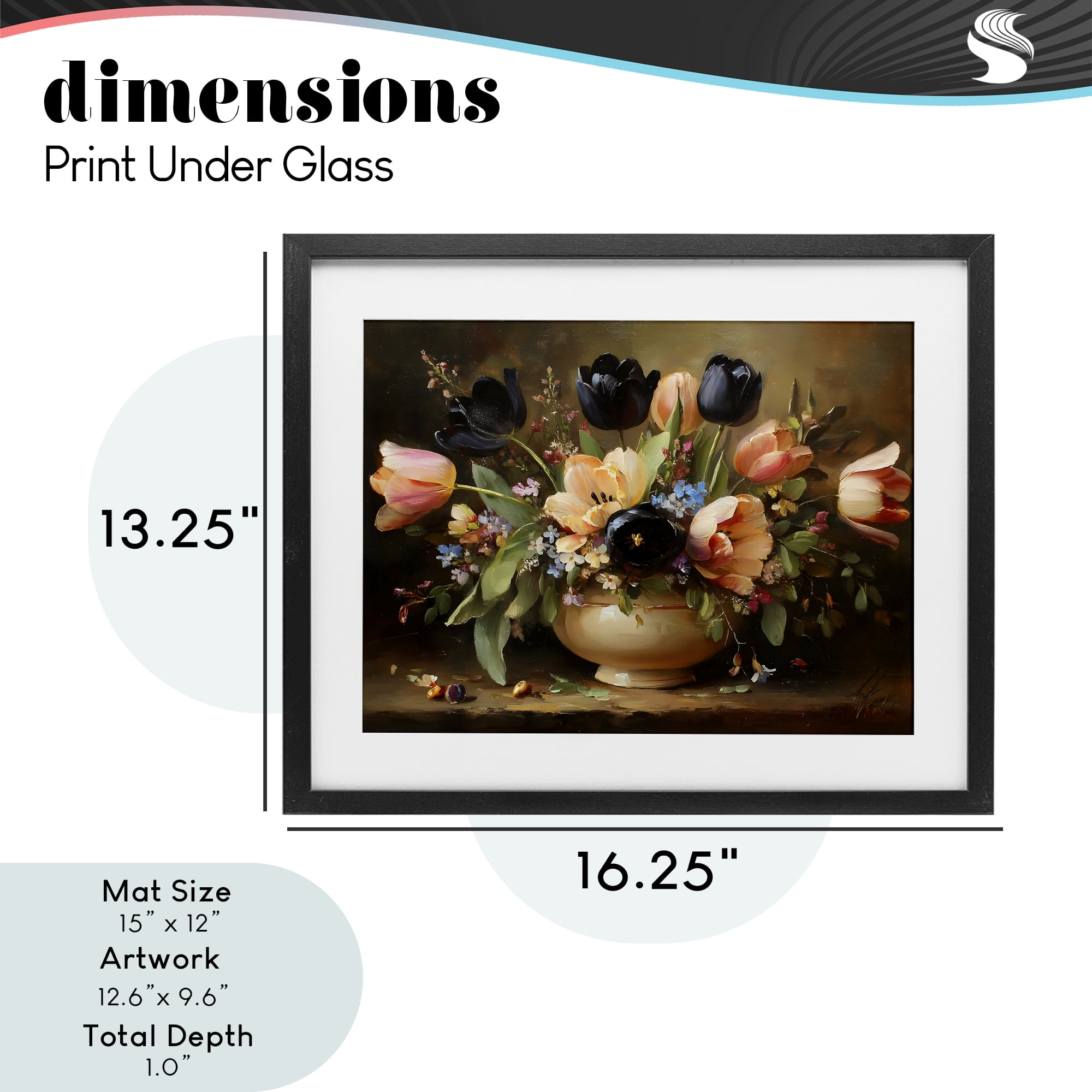 Stupell Industries Black Tulips & Peach Bouquet Black Framed Print Under Glass, design by Franklyn Gregory