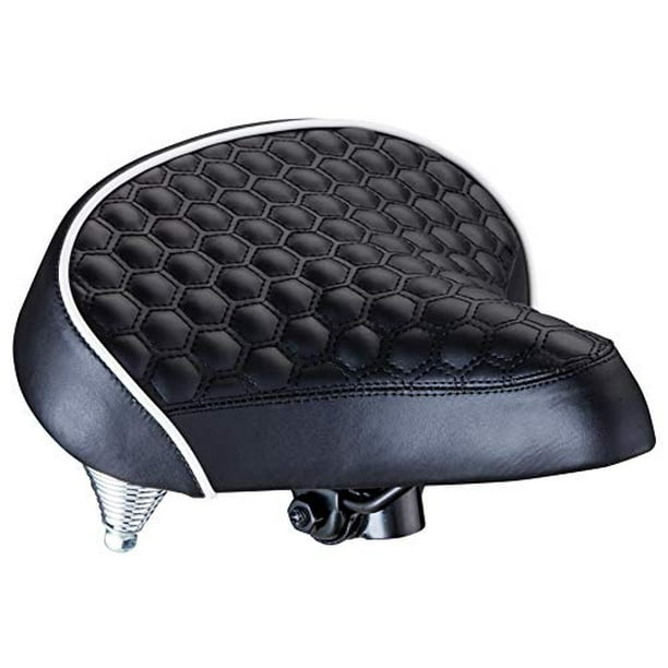 Schwinn Comfort Bike Saddle, Wide Cruiser Saddle, Quilted, Black