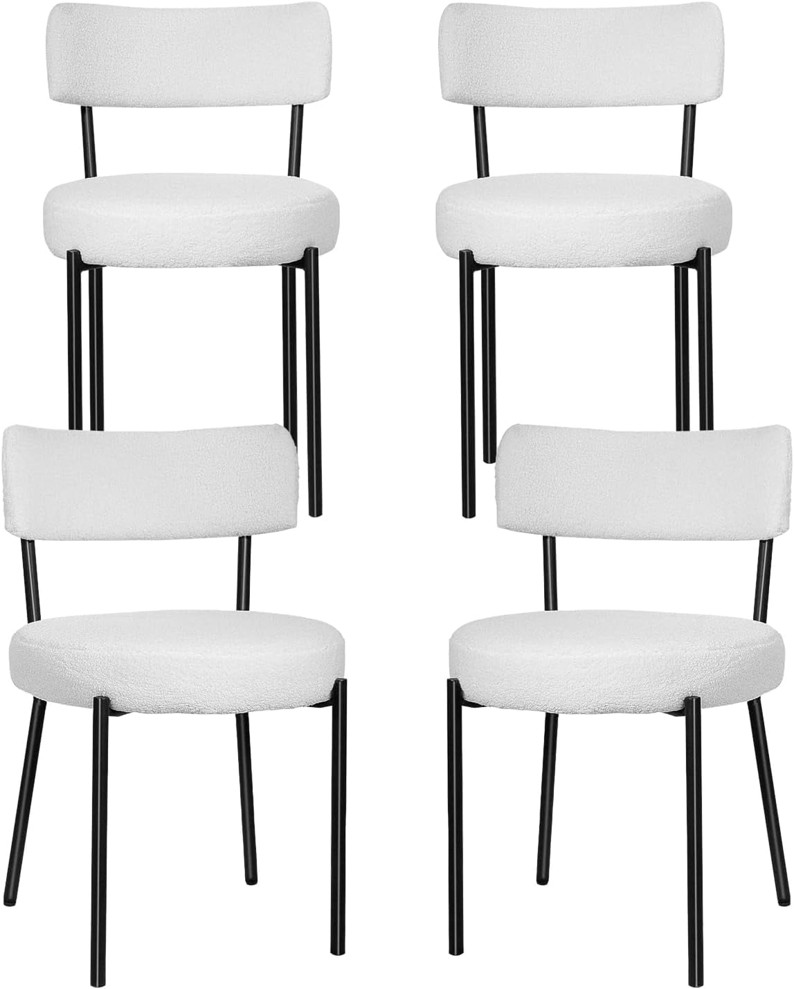 Dining Chairs Set of 4, White Velvet Kitchen Dining Room Chair Side