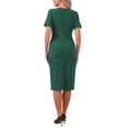 thumbnail image 3 of INSPIRE CHIC Work Dresses for Women Crew Neck Short Sleeve Business Office Sheath Wrap Dress 2026 S Deep Green, 3 of 6