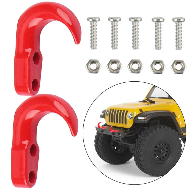 2 Pieces 1:24 Car Bumper er Hook Tow Shackle Hook /24 Axial SCX24 90081  Model Trucks Accessories , Red 