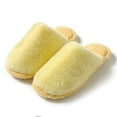 thumbnail image 5 of Women's House Slippers Flat Heel Closed Toe Slip-on Flats Slides Women's Casual Home Indoor Outdoor Solid Color Slippers with Velvet And Warm Slippers Yellow7.5, 5 of 6