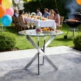 thumbnail image 2 of Noble House Round Dining Table,Glass Dining Table, cross-shaped electroplated iron legs,Chrome, 2 of 10