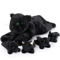 MaoGoLan 5Pcs Black Cat Plush with 4 Babies Kitties inside 20" Big Black Cat Stuffed Animals Plush Toy