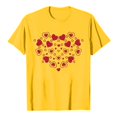 thumbnail image 4 of Chemises de Vacances pour Femmes Col Rond Manches Courtes Mode Imprimé Cœur T-Shirt Ample Léger Confortable Doux Basique Tee Vêtements de Vacances Jaune G, 4 of 4