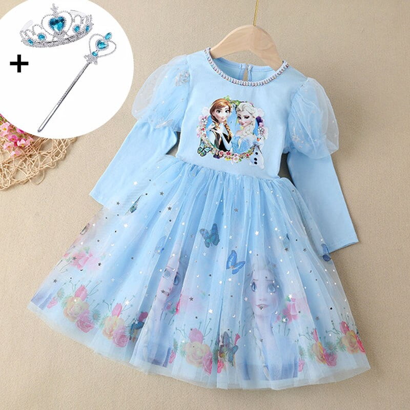 Vestido De Niña Con Volantes Y Lazo - Manga Larga, Punto, Para Fiestas O Bautizos